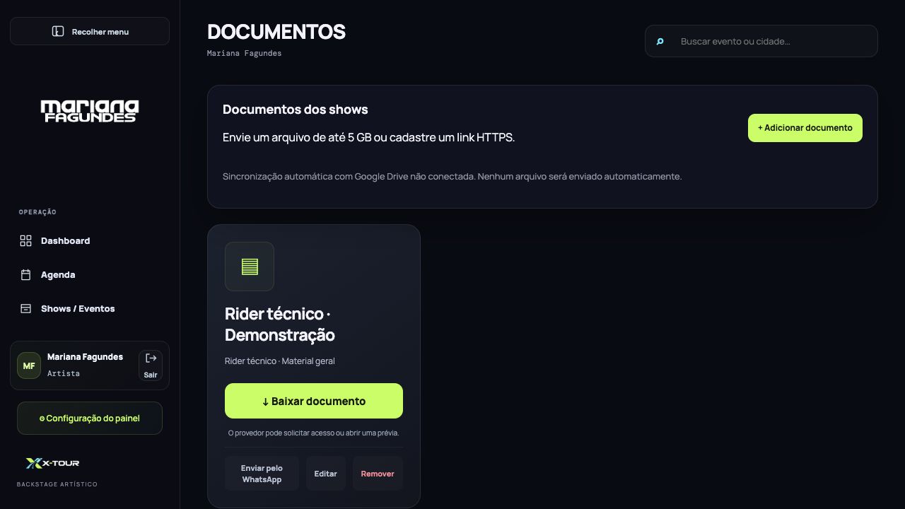 Biblioteca de documentos — tela real em ambiente demonstrativo