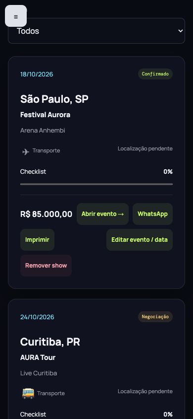 X-Tour no celular — tela real em ambiente demonstrativo